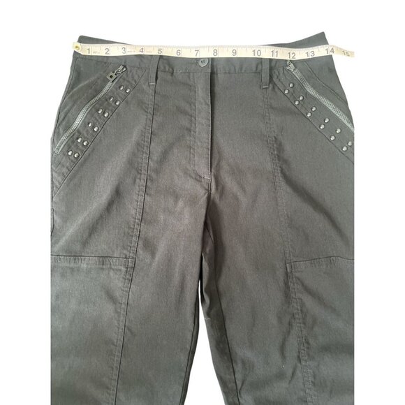 Jamie Sadock Black Studded Straight Leg Zip Pockets Activewear Golf Pants Size 2 - Picture 9 of 11